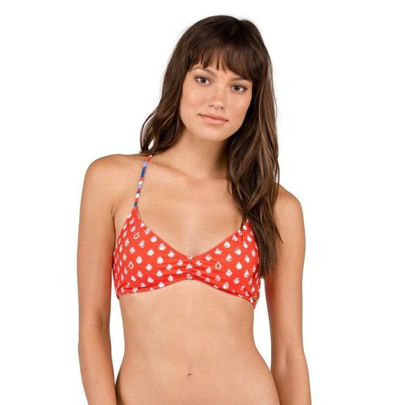 VOLCOM PRIDE RED/WHITE/BLUE REVERSIBLE V NECK BIKINI TOP SIZE SMALL NWT - Picture 1 of 14